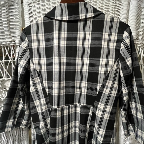 Vtg I.N. STUDIO Jacket GLEN PLAID Sz 12 Black White Grey RETRO Mid-Length PREPPY - Picture 5 of 16